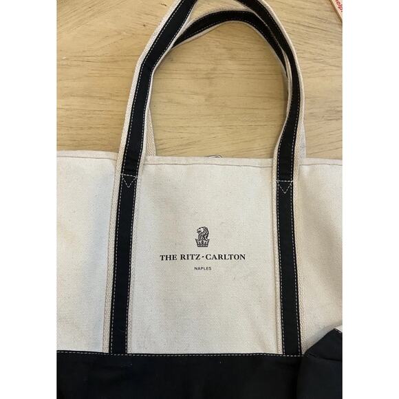 The Ritz-Carlton Canvas Boat Tote Bag Beige Blue Beach 5 Star Luxury RARE Naples - Picture 10 of 16